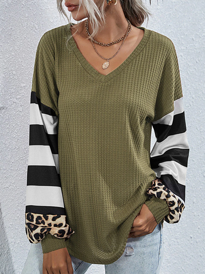 Women's Stripes and Leopard Prints Top - Mia Belle Girls