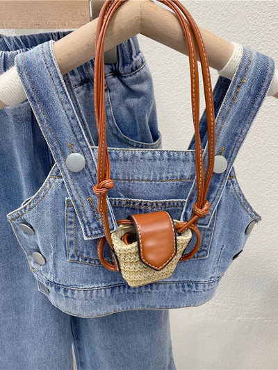 Girls Fall Outfits | Denim Overall Top & Pants Set - Mia Belle Girls