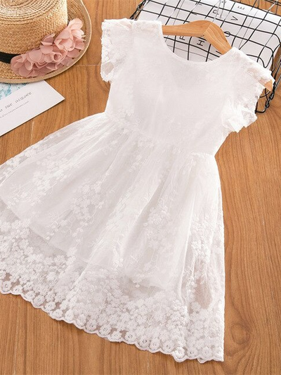 Girls Spring & Summer Dresses | Toddlers Ruffle Lace Floral Bow Dress