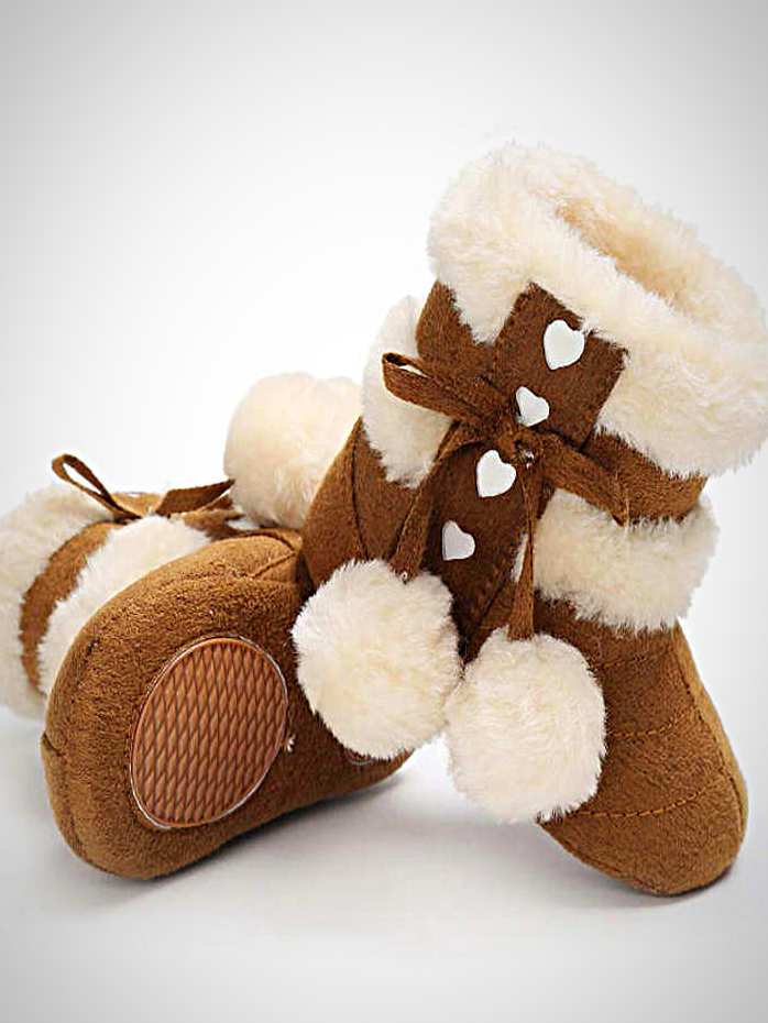 Baby Little Hearted Faux Fur Lined Booties - Mia Belle Girls