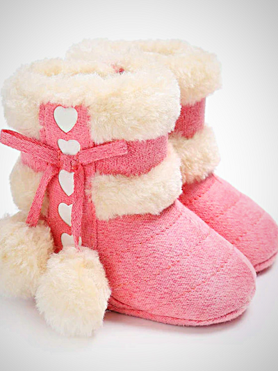 Baby Little Hearted Faux Fur Lined Booties - Mia Belle Girls
