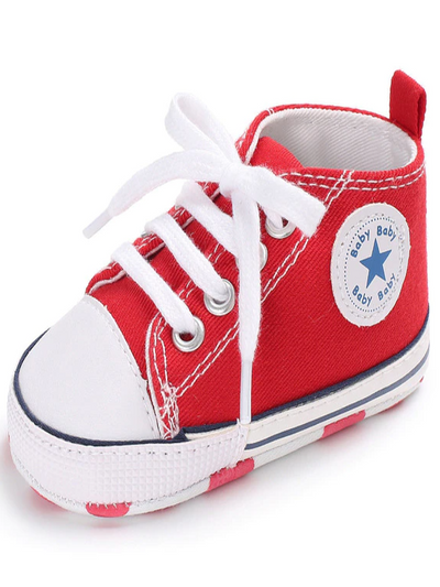 Baby First Steppers Canvas Sneaker Flats by Liv and Mia Red