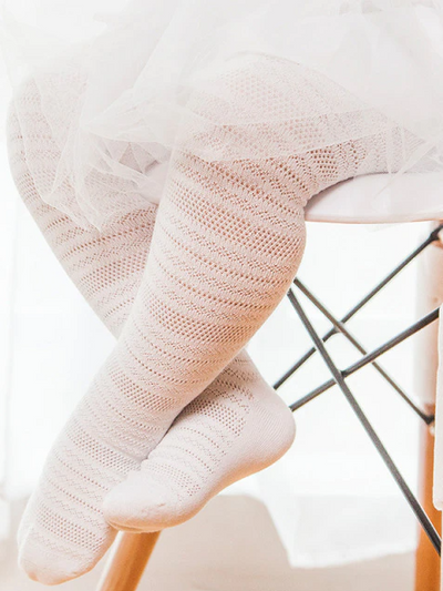 Baby Princess Bow Mesh Stockings White