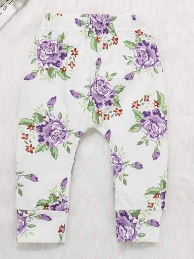 Baby Fancy Floral Lilac Sweatshirt and Pants Set