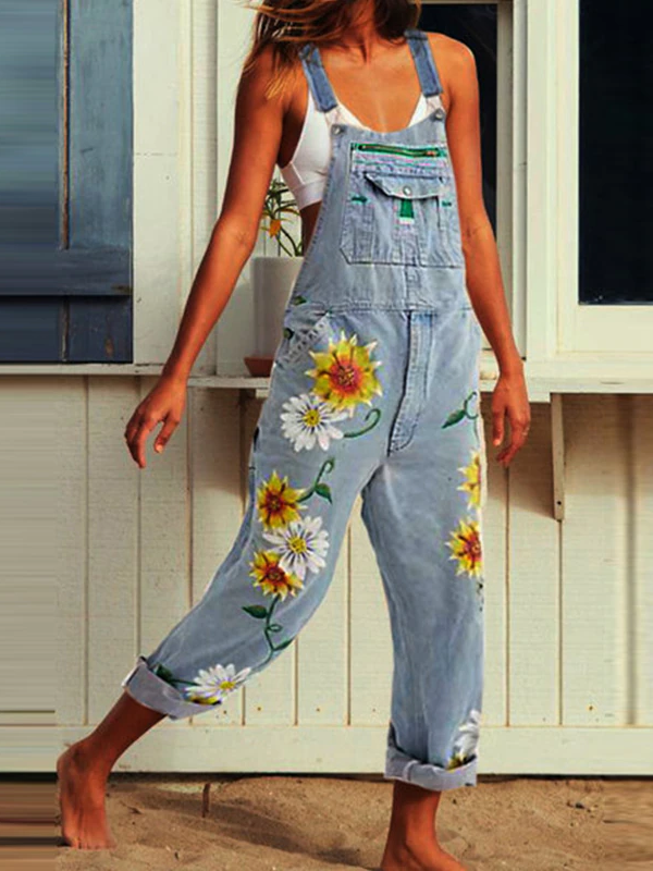 Women's Sunflower Denim Overalls