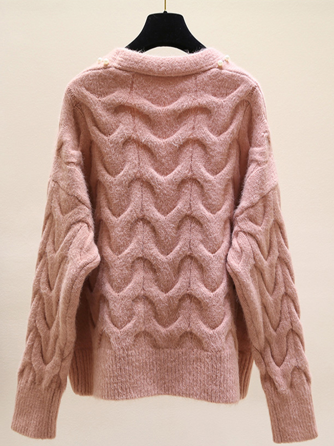 Women's Pearl Knit Button Down Cardigan Pink