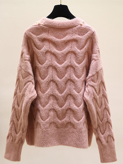 Women's Pearl Knit Button Down Cardigan Pink