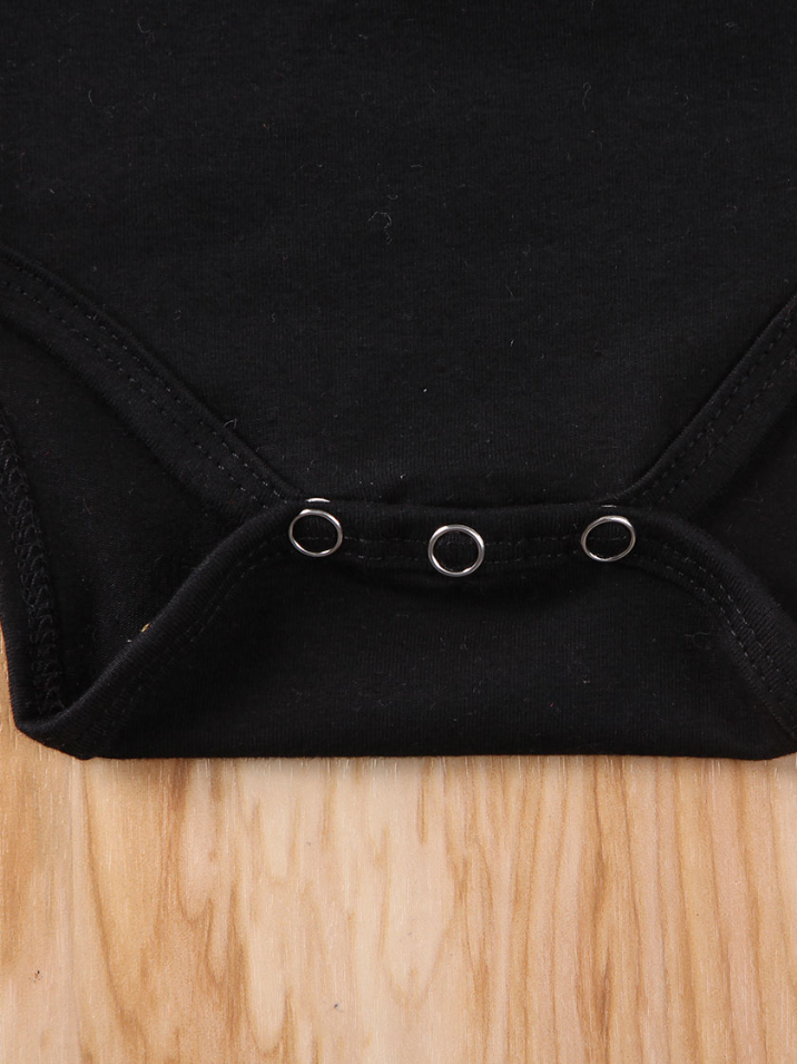 Baby Black stretchy bib with large lace bib, snap closure bottom