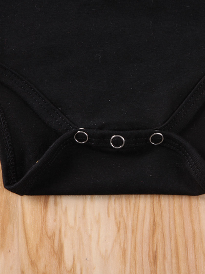 Baby Black stretchy bib with large lace bib, snap closure bottom