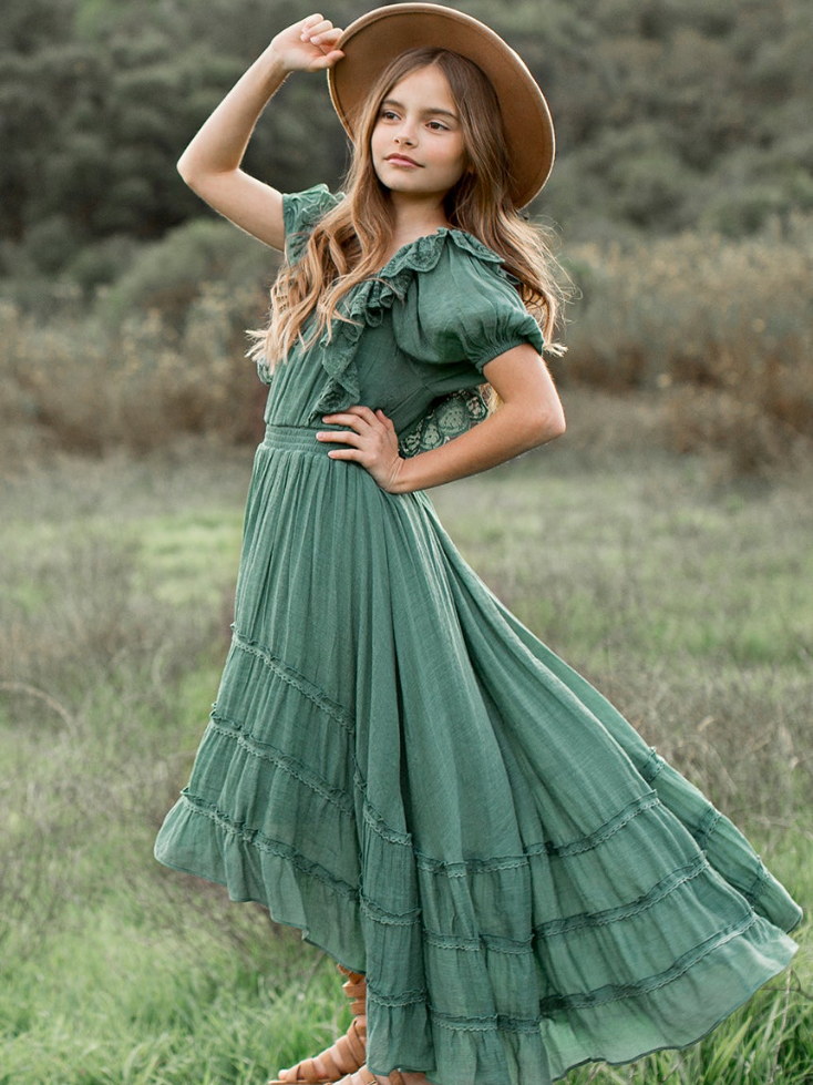 Evergreen Chic Hi-Lo Maxi Dress