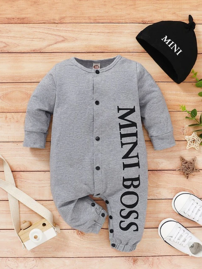 Cute Baby Onesies | Mini Boss Onesie & Beanie Cap - Mia Belle Girls