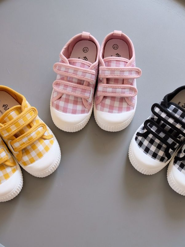 Shoes By Liv & Mia | Plaid Velcro Strap Sneakers - Mia Belle Girls