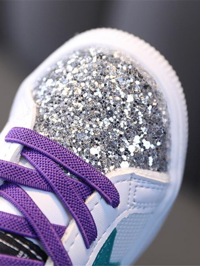 Kids Shoes By Liv & Mia | Girls Glitter Toe Star Low Top Sneakers