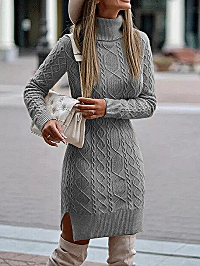 Women's Turtle Neck Knit Dress - Mia Belle Girls