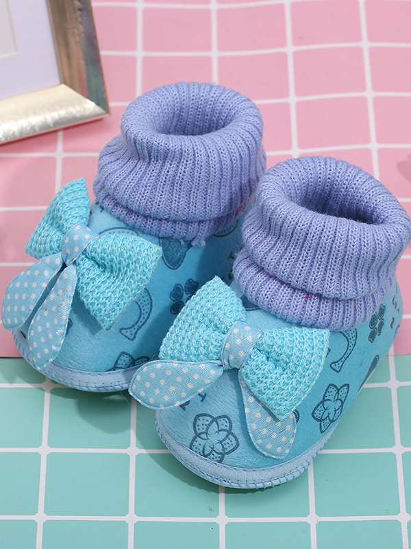 Baby Sock It To Me Ribbed-Cuff Bow Socks Blue