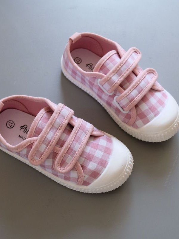 Shoes By Liv & Mia | Plaid Velcro Strap Sneakers - Mia Belle Girls