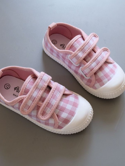 Shoes By Liv & Mia | Plaid Velcro Strap Sneakers - Mia Belle Girls
