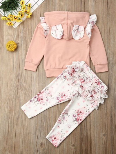 Baby 'I Heart Florals' Bunny Ear Hooded Sweatshirt And Legging Set
