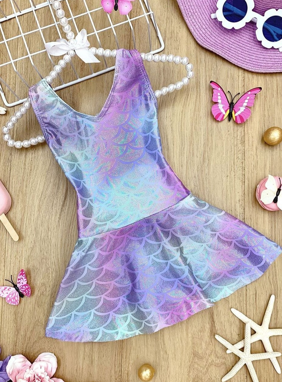 Little Girls Swimwear | Toddler Mermaid Skirted One Piece Swimsuit