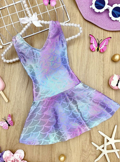 Little Girls Swimwear | Toddler Mermaid Skirted One Piece Swimsuit