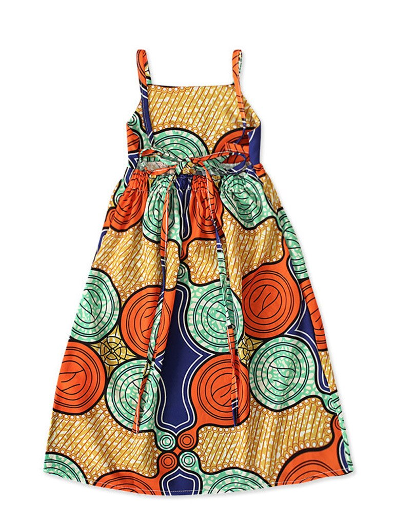 Little Girls Resort Wear | Abstract Kente Design Halter Maxi Dress