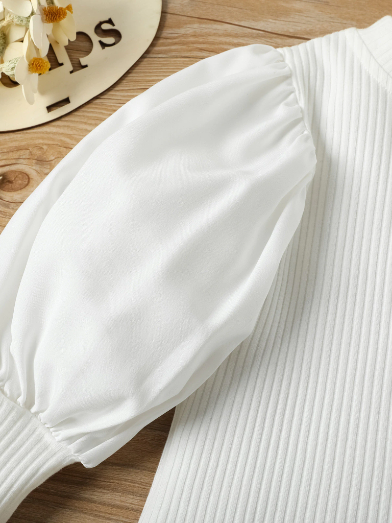 Toddler Everyday Fashion | Puff Sleeve Top & Vegan Leather Pants Set