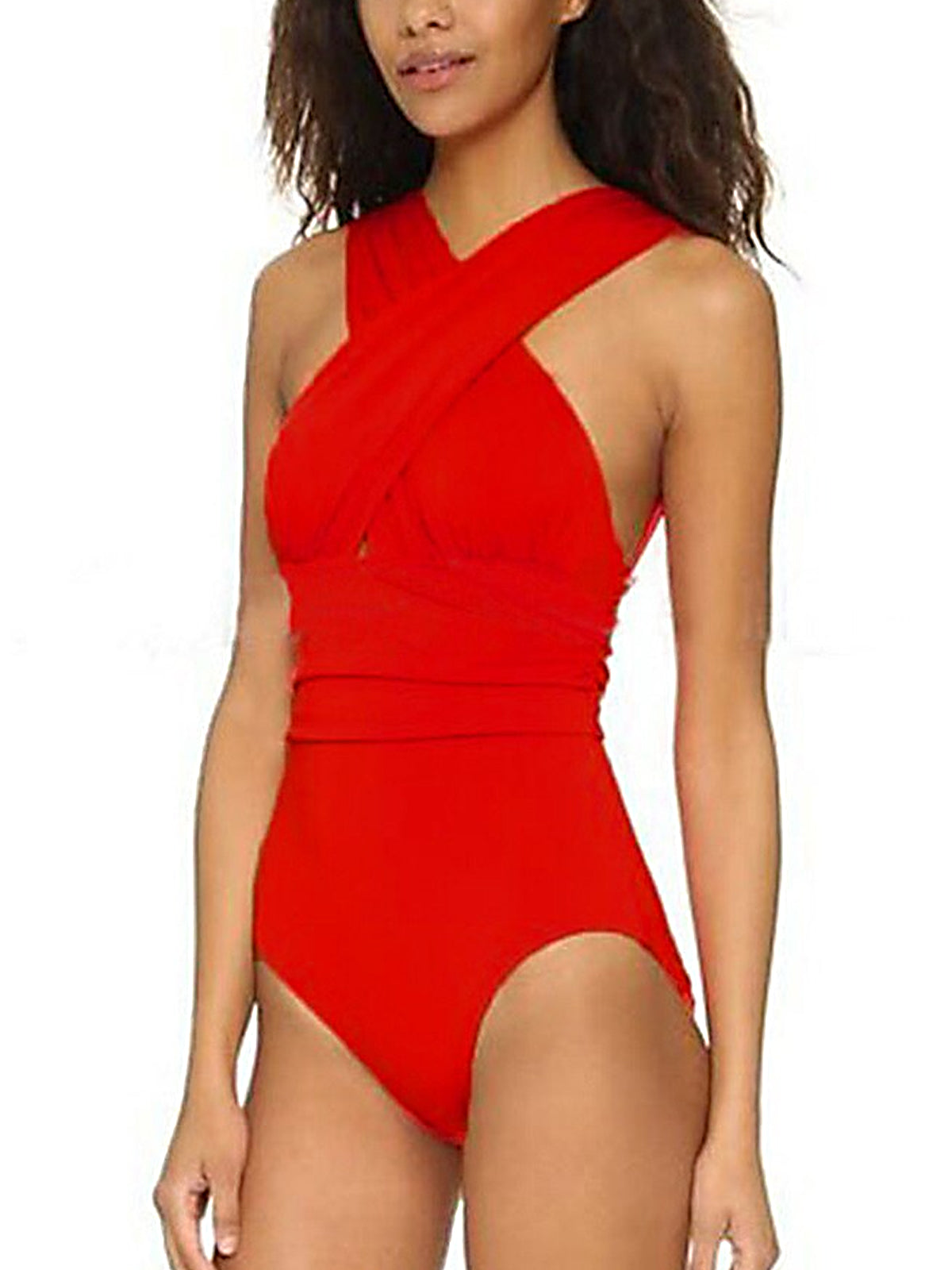 Women's Wrapped Halter One Piece Swimsuit