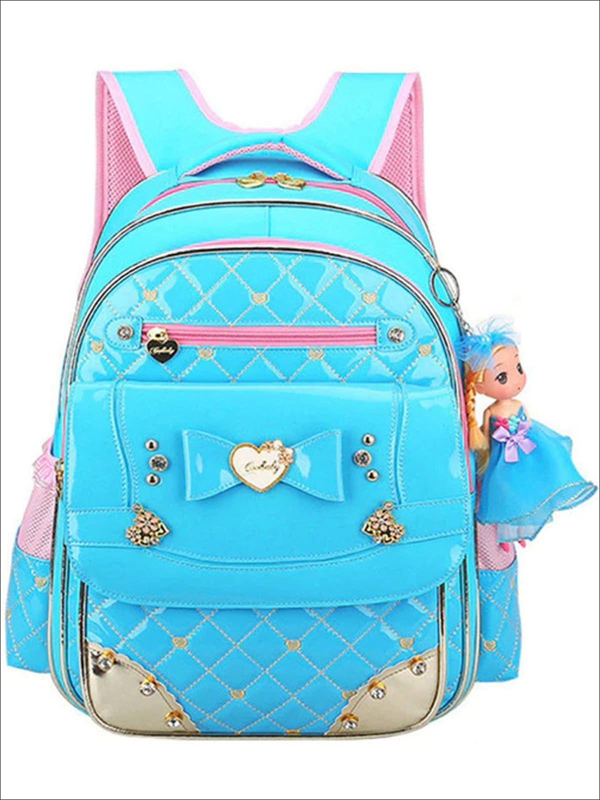 Girls Quilted Patent Synthetic Leather Backpack - Back To School Accessories - Mia Belle Girls