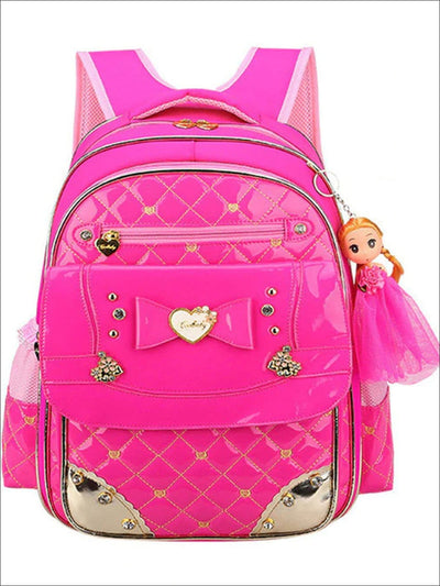 Girls Quilted Patent Synthetic Leather Backpack - Back To School Accessories - Mia Belle Girls