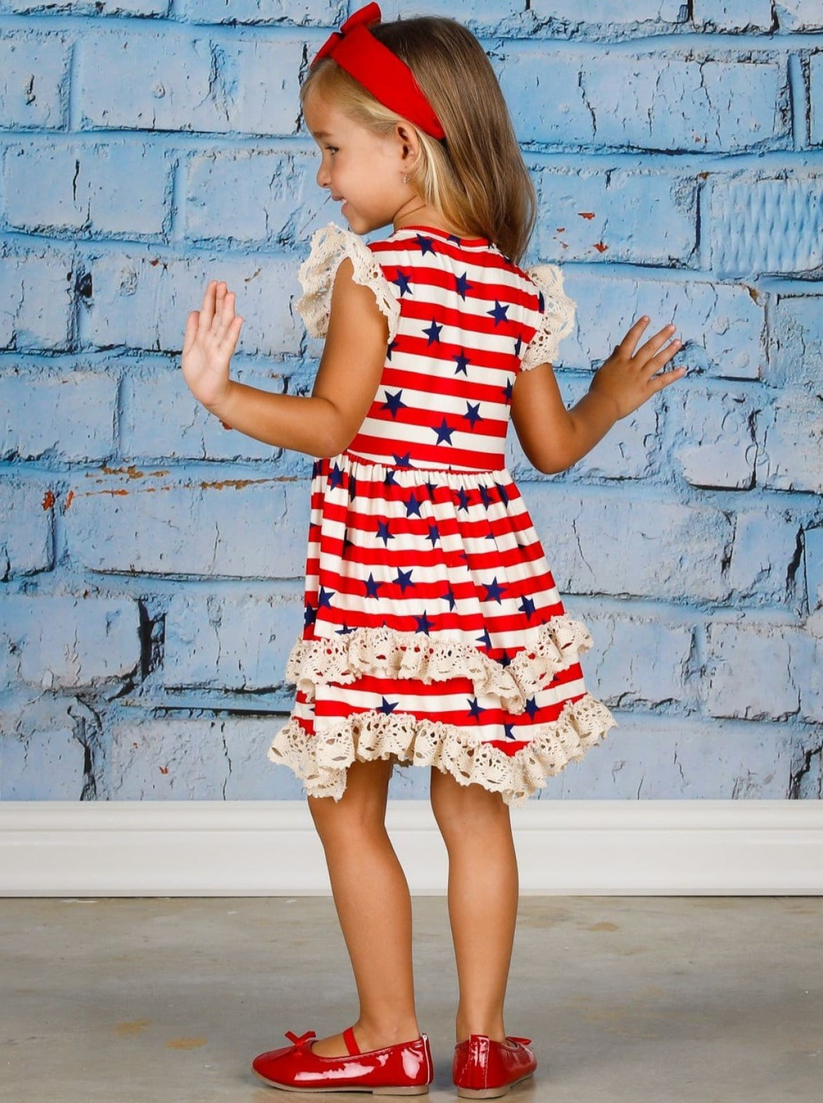 Girls 4th of July Outfits | Lace Tiered Ruffle Dress - Mia Belle Girls