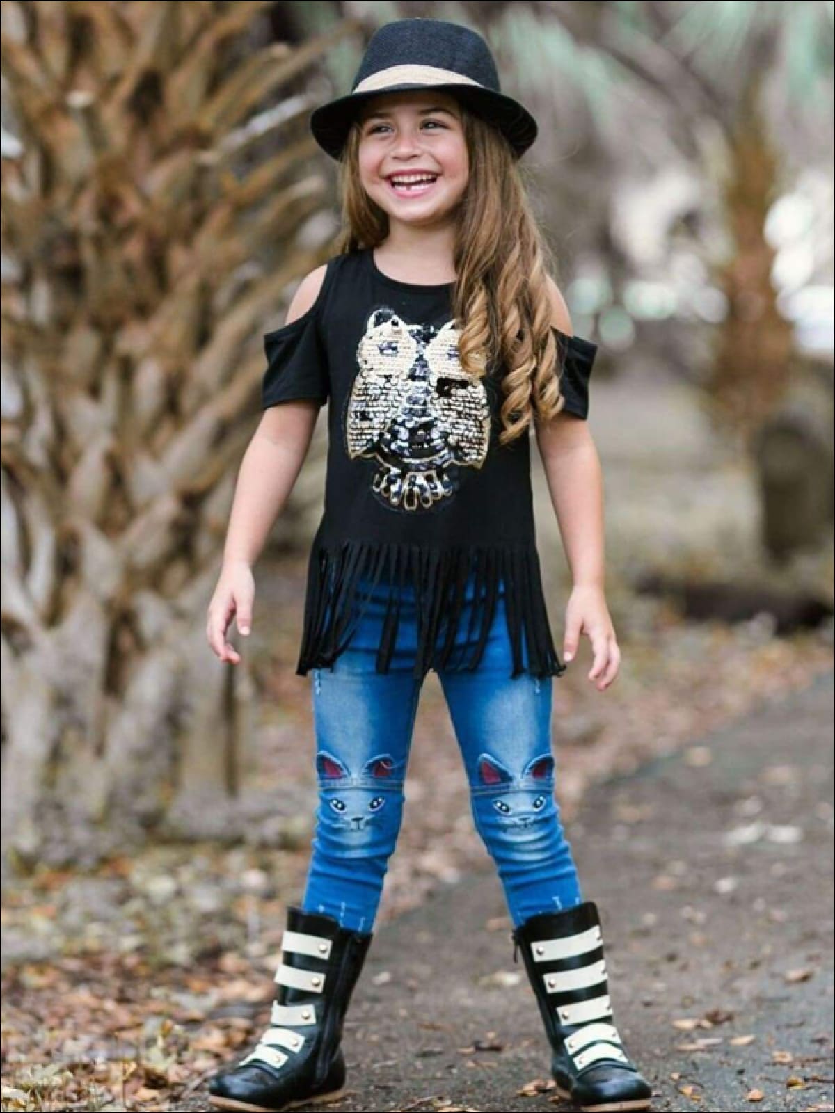 Cute Jeans For Girls | Kitty Cat Jeans | Mia Belle Girls Boutique