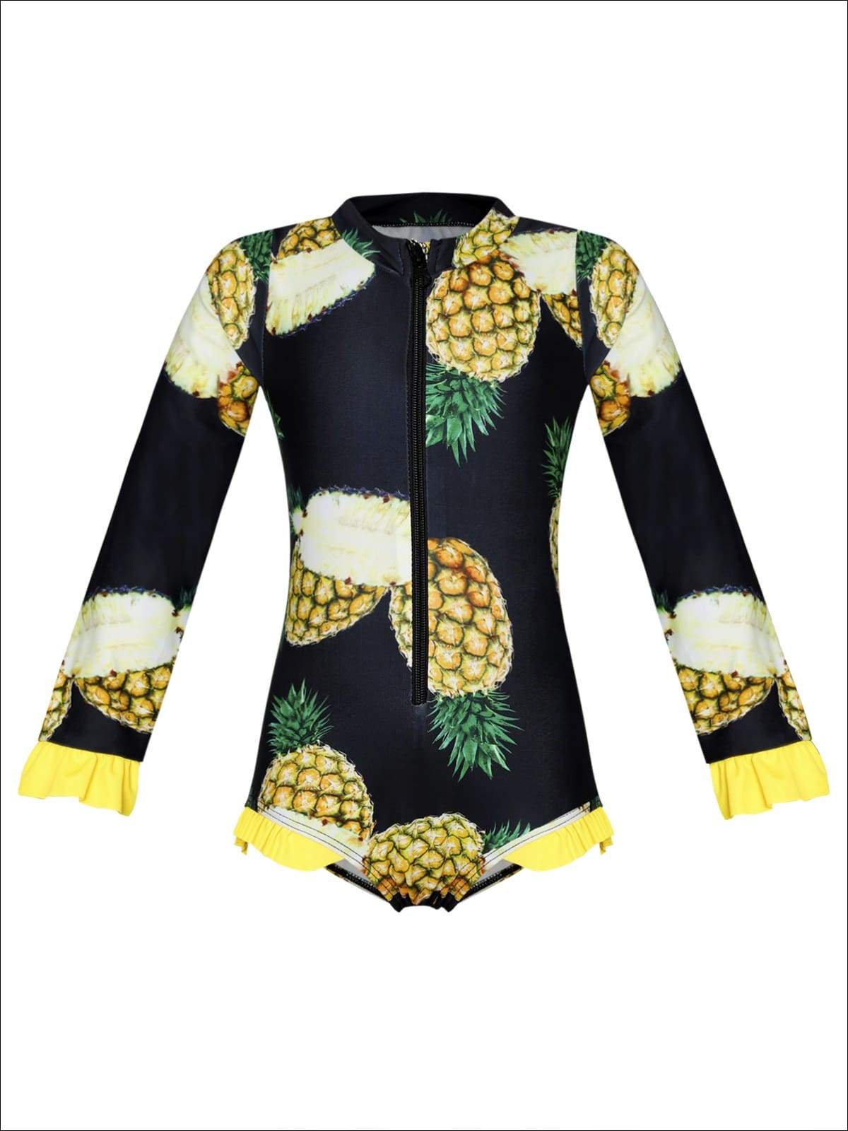 Toddler Swimwear | Little Girls Pineapple Rash Guard Swimsuit 
