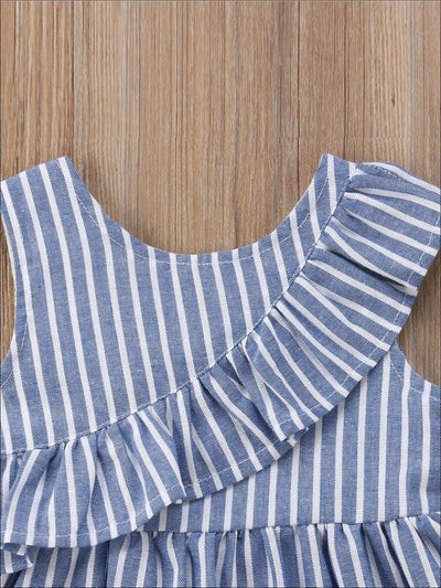 Toddler Spring Dresses | Girls Sleeveless Blue Pinstripe Hi-Low Dress