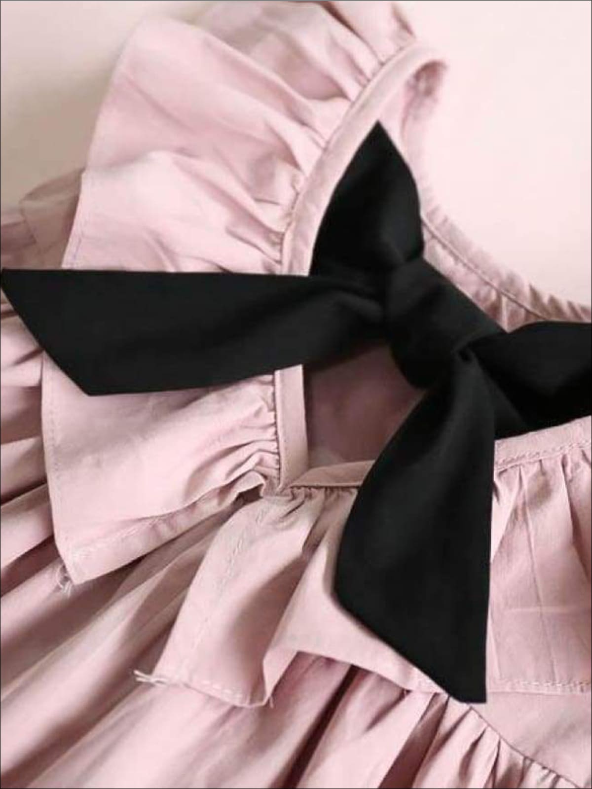 Girls Casual Ruffled Flutter Sleeve Dress with a Bow - Girls Spring Casual Dress