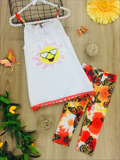 Girls Spring Outfits | Embroidered Tunic & Floral Capris Legging Set