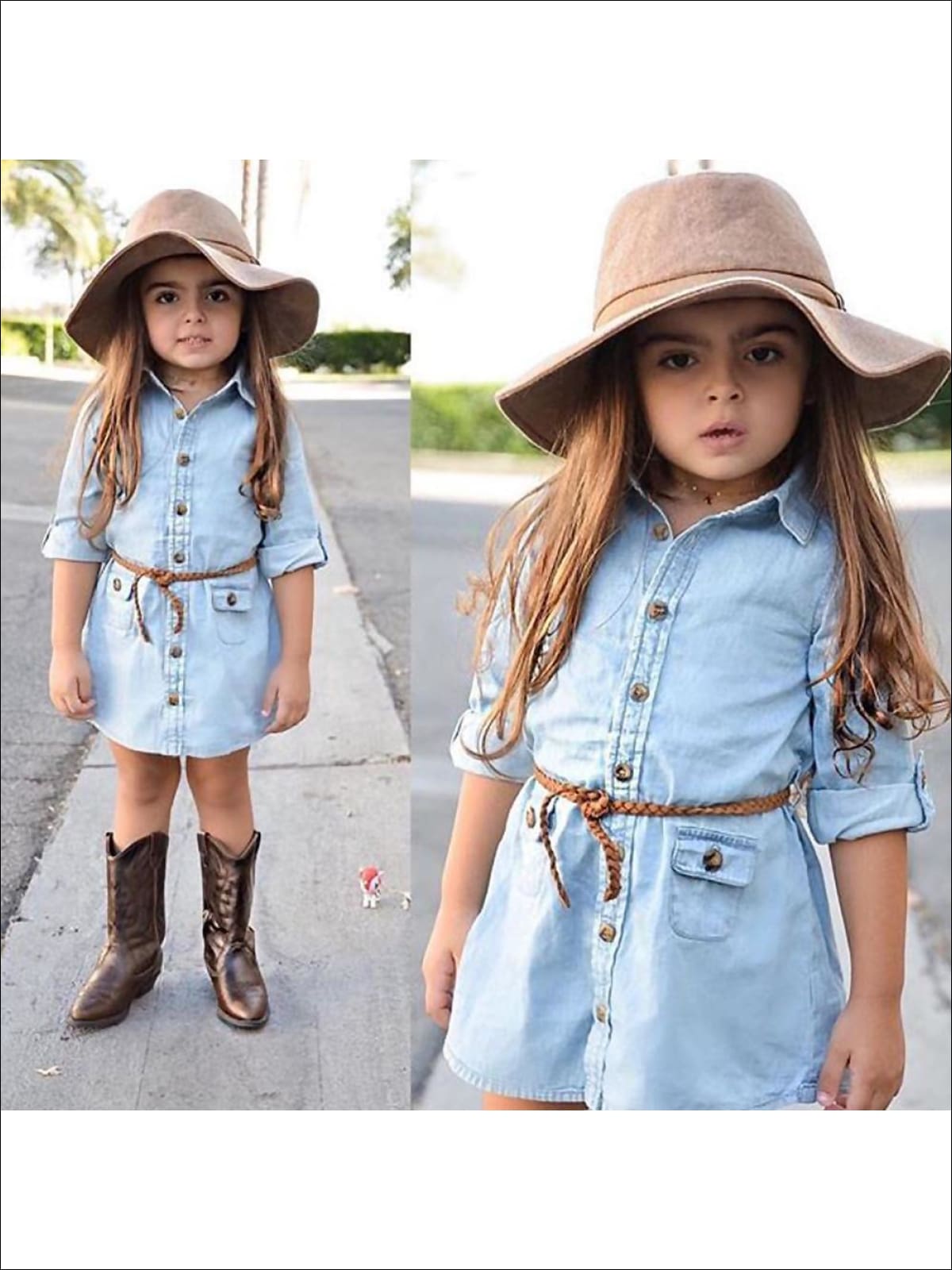 A Chambray Kind Of Day Shirt Dress - Fall Casual Dress - Mia Belle Girls