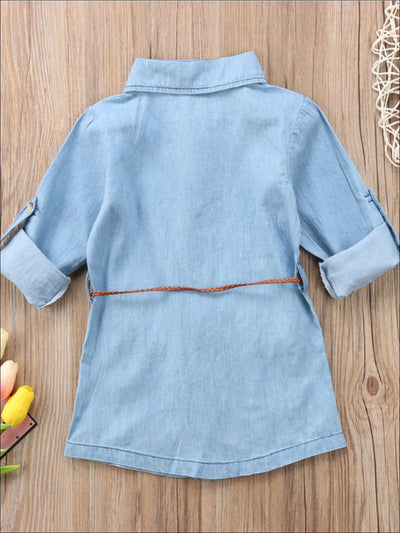 A Chambray Kind Of Day Shirt Dress - Fall Casual Dress - Mia Belle Girls