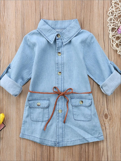 A Chambray Kind Of Day Shirt Dress - Fall Casual Dress - Mia Belle Girls
