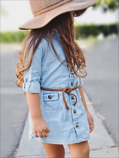 A Chambray Kind Of Day Shirt Dress - Fall Casual Dress - Mia Belle Girls