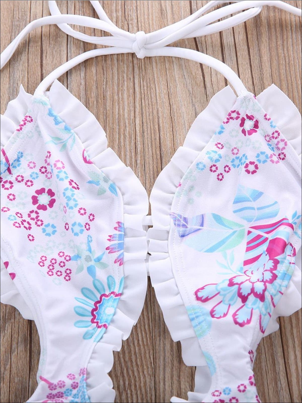 Toddlers Swimsuits | Floral Cutout Ruffle Trim One Piece Swimsuit