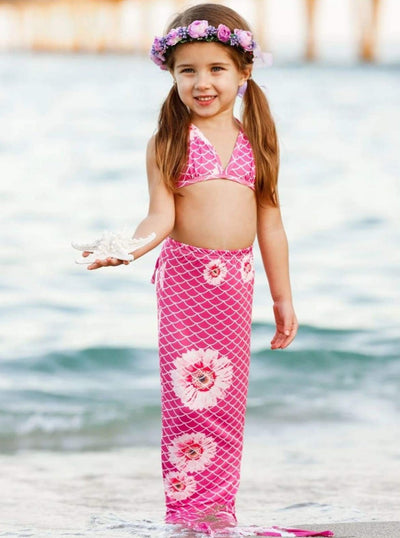 Kids Swimsuits | Little Girls Mermaid Bikini & Skirt Mermaid Tail Set
