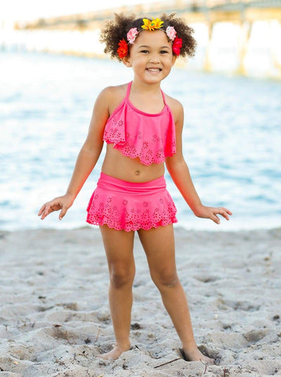 Kids Resort Wear | Girls Floral Ruffle Skirted Two-Piece Swimsuit 