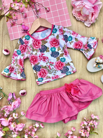 Kids Swimsuits | Little Girls Floral Rash Guard Two-Piece Swimsuit