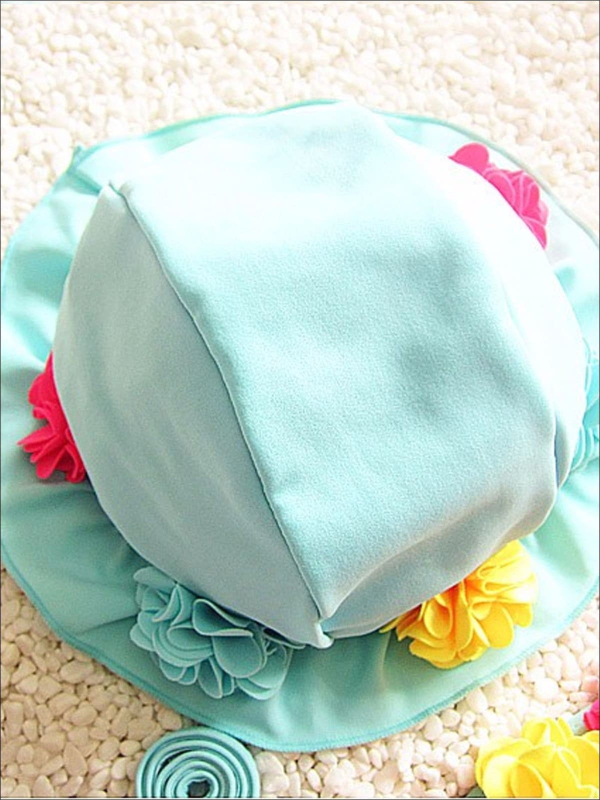 Girls Floral Tie Up Skirted Two Piece Swimsuit With Matching Hat - Girls Two Piece Swimsuit