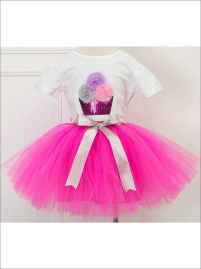 Girls Summer Clothes | White Sequin Tee & Tulle Tutu Skirt Set