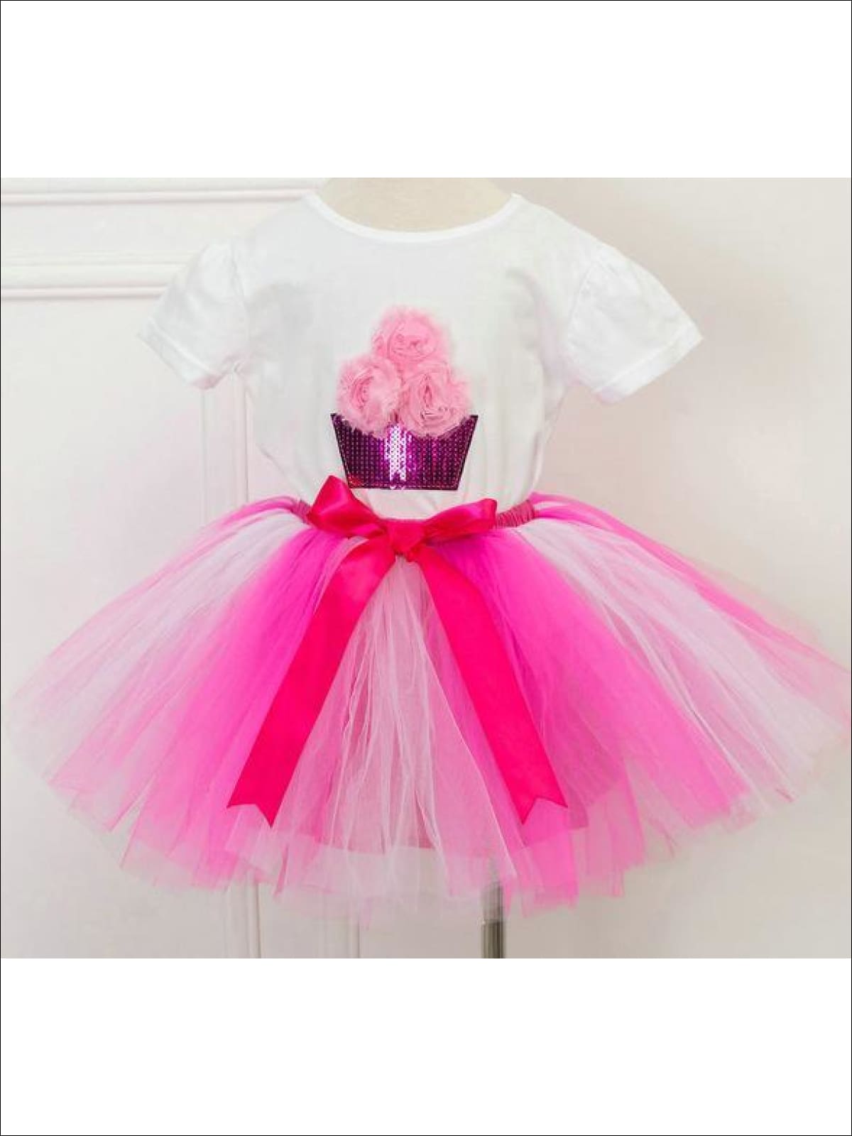 Girls Summer Clothes | White Sequin Tee & Tulle Tutu Skirt Set