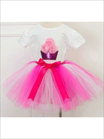 Girls Summer Clothes | White Sequin Tee & Tulle Tutu Skirt Set