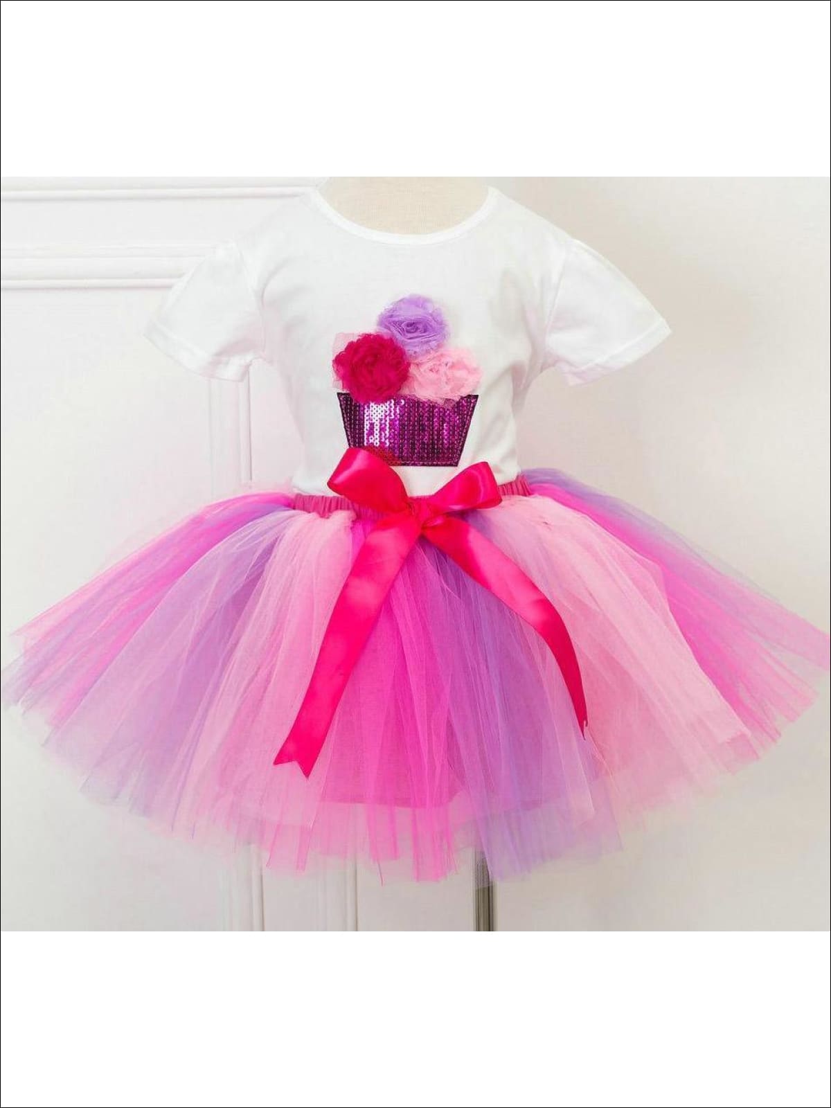 Girls Summer Clothes | White Sequin Tee & Tulle Tutu Skirt Set