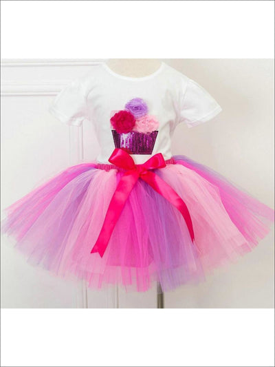Girls Summer Clothes | White Sequin Tee & Tulle Tutu Skirt Set