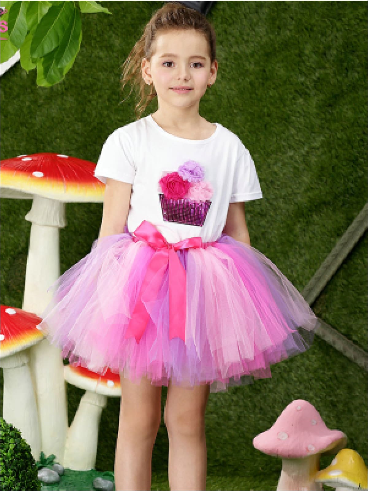 Girls Summer Clothes | White Sequin Tee & Tulle Tutu Skirt Set